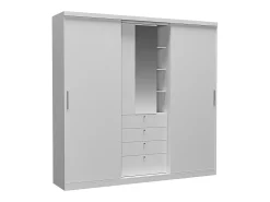 Armário BODIL com portas deslizantes espelho e gavetas - C240 cm
