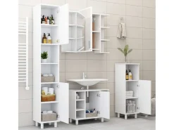 Armário casa banho c/ espelho derivados de madeira branco