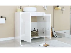 Armário casa de banho 60x33x61 cm contrapl. branco brilhante