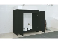 Armário casa de banho 60x33x61 cm contraplacado preto
