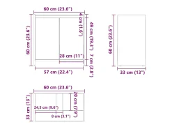 Armário casa de banho 60x33x61 cm contraplacado preto