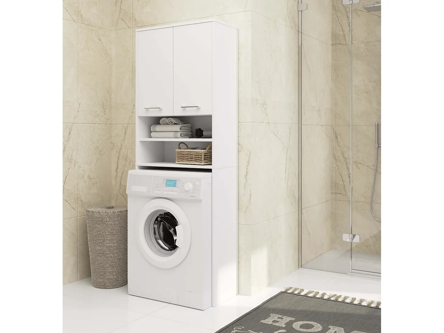 Armário Coluna FIN Branco para Lavanderia - 64x180 cm