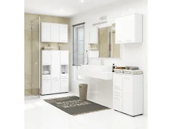 Armário Coluna FIN Branco para Lavanderia - 64x180 cm