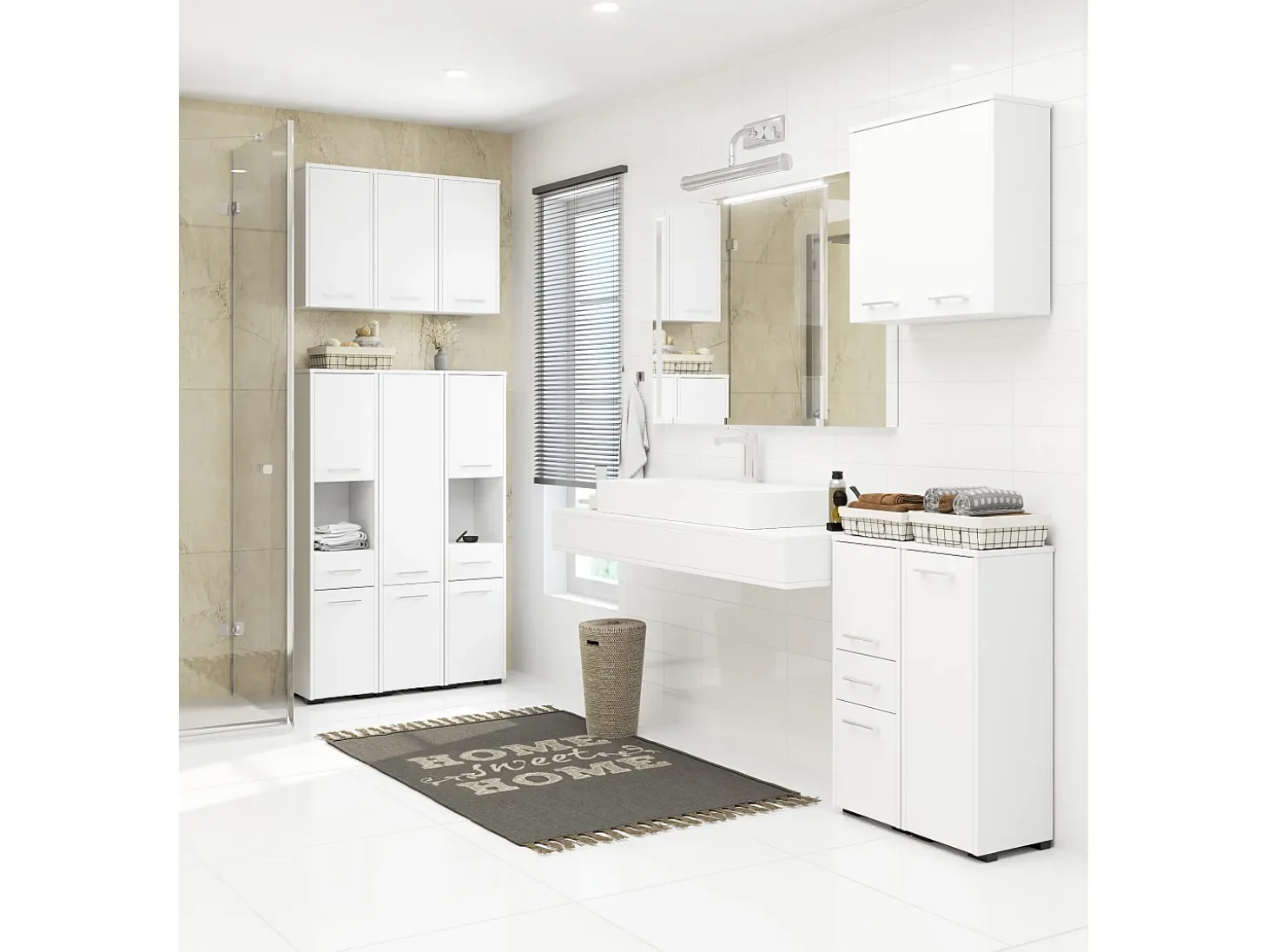 Armário Coluna FIN Branco para Lavanderia - 64x180 cm
