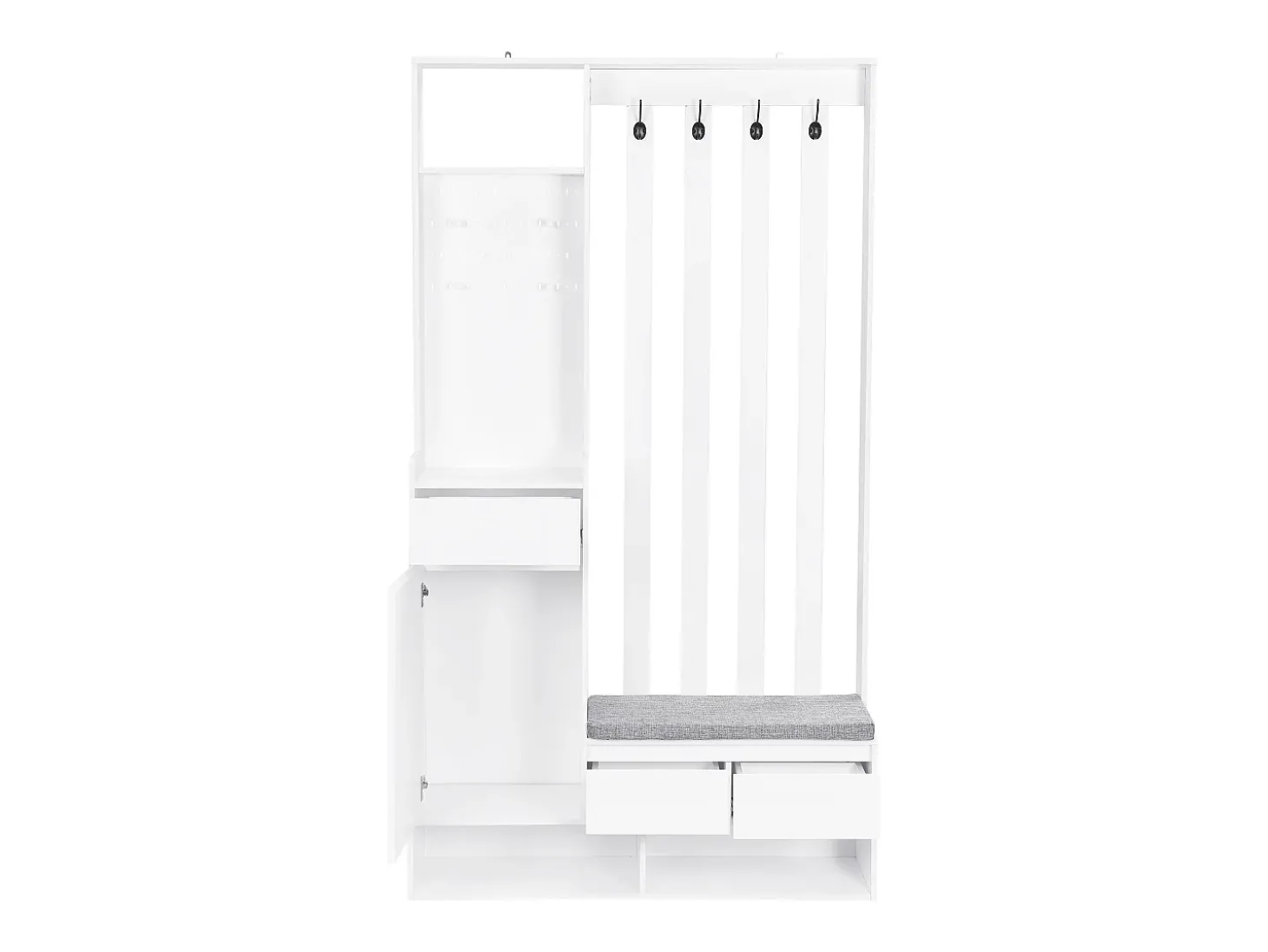 Armário com 3 gavetas, 1 porta e sapateira - 100 x 35 x 180 cm - MDF - Branco