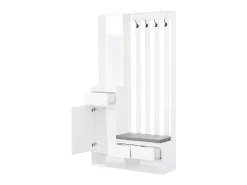 Armário com 3 gavetas, 1 porta e sapateira - 100 x 35 x 180 cm - MDF - Branco