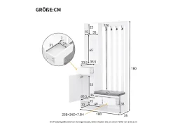 Armário com 3 gavetas, 1 porta e sapateira - 100 x 35 x 180 cm - MDF - Branco