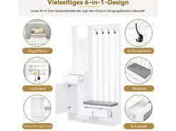 Armário com 3 gavetas, 1 porta e sapateira - 100 x 35 x 180 cm - MDF - Branco