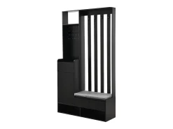 Armário com 3 gavetas, 1 porta e sapateira - 100 x 35 x 180 cm - MDF - Preto