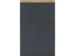 Armário com 2 portas e 1 prateleira em MDF branco e carvalho