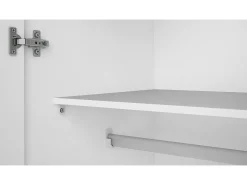Armário com duas portas de batente com duas prateleiras internas e barra para cabide, cor branco, medidas 77 x 175 x 49 cm