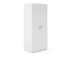 Armário com duas portas de batente com duas prateleiras internas e barra para cabide, cor branco, medidas 77 x 175 x 49 cm