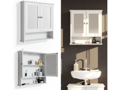 Armário com espelho de casa de banho branco 56x13x58 bianco