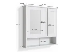 Armário com espelho de casa de banho branco 56x13x58 bianco