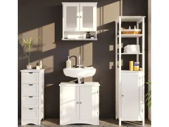 Armário com espelho de casa de banho branco 56x13x58 bianco