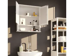 Armário com espelho de casa de banho branco 56x13x58 bianco