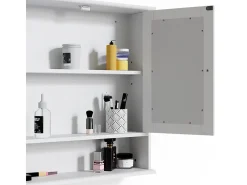 Armário com espelho de casa de banho branco 56x13x58 bianco