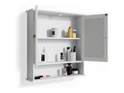 Armário com espelho de casa de banho branco 56x13x58 bianco