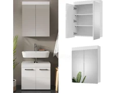 Armário com espelho de casa de banho branco 60x17x77 luna