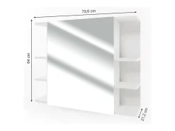 Armário com espelho de casa de banho branco 79.6x21.2x64 fynn