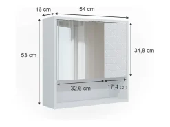 Armário com espelho de casa de banho branco 54x16x53 agasta