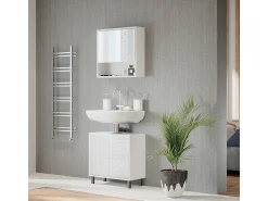 Armário com espelho de casa de banho branco 54x16x53 agasta