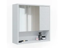 Armário com espelho de casa de banho branco 54x16x53 agasta
