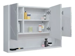 Armário com espelho de casa de banho branco alto brilho 80.1x17x55 irma