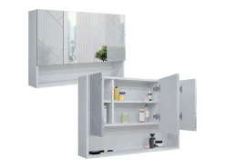 Armário com espelho de casa de banho branco alto brilho 80.1x17x55 irma