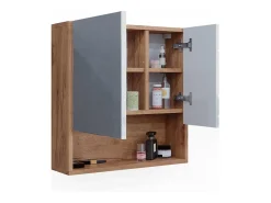 Armário com espelho de casa de banho branco alto brilho/carvalho goldkraft 54x16.9x55 irma