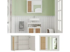 Armário com espelho de casa de banho branco 68x16.5x49 rosario