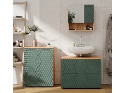 Armário com espelho de casa de banho verde/carvalho goldkraft 54x16.9x55 irma