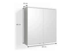 Armário com espelho de casa de banho branco 60x20x68 roy