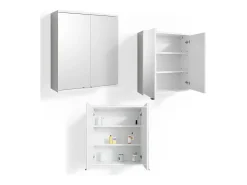 Armário com espelho de casa de banho branco 60x20x68 roy