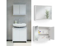 Armário com espelho de casa de banho branco 55x14x45 mila