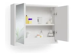 Armário com espelho de casa de banho branco 55x14x45 mila