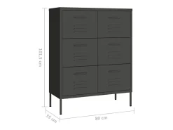 Armário com gavetas aço 80x35x101,5 cm antracite