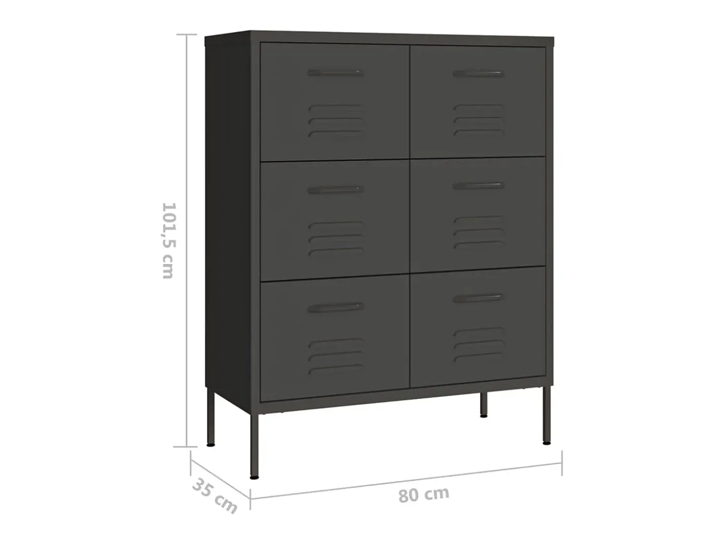 Armário com gavetas aço 80x35x101,5 cm antracite