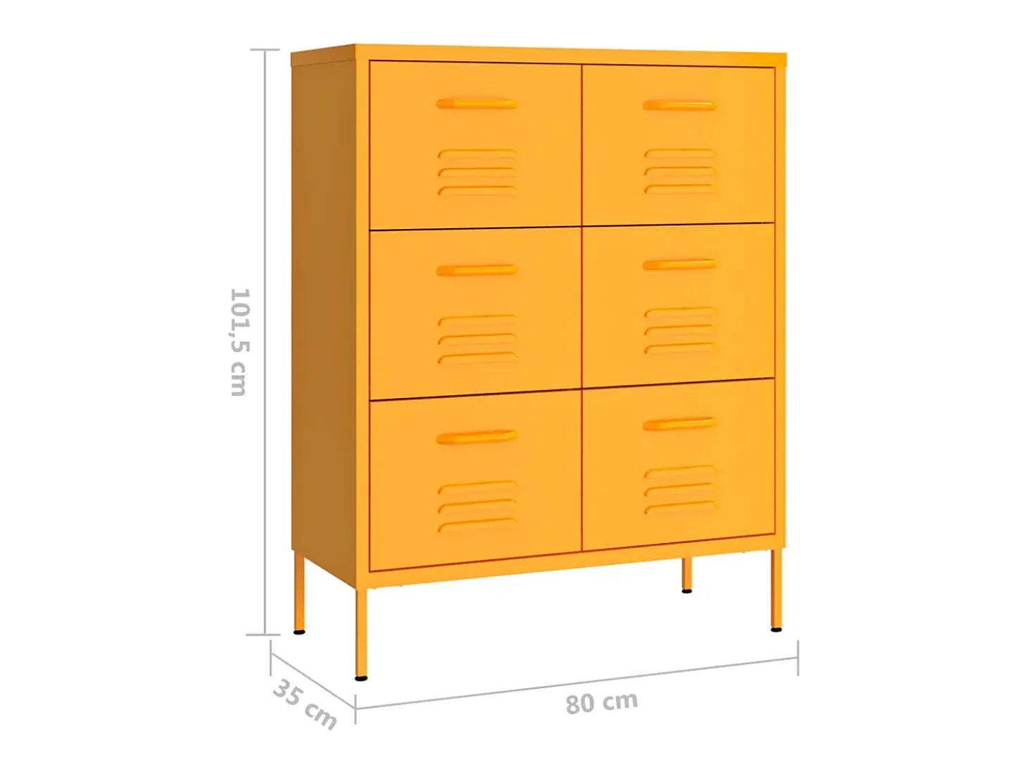 Armário com gavetas aço 80x35x101,5 cm amarelo mostarda