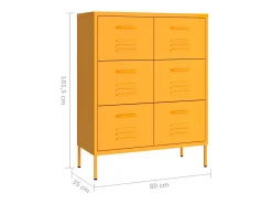 Armário com gavetas aço 80x35x101,5 cm amarelo mostarda