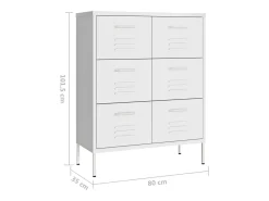 Armário com gavetas aço 80x35x101,5 cm branco