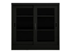 Armário com porta deslizante aço 90x40x90 cm preto