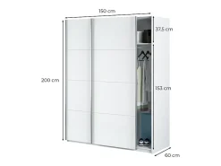 Armário com portas de correr em aglomerado branco 200x150x60cm