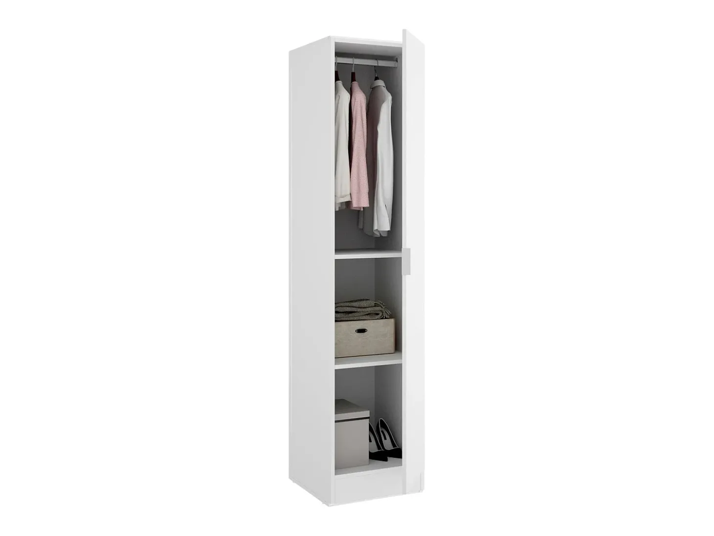 Armário Dbusat, Cabideiro para quarto, Armário com 1 porta única, 41x52h184 cm, Branco