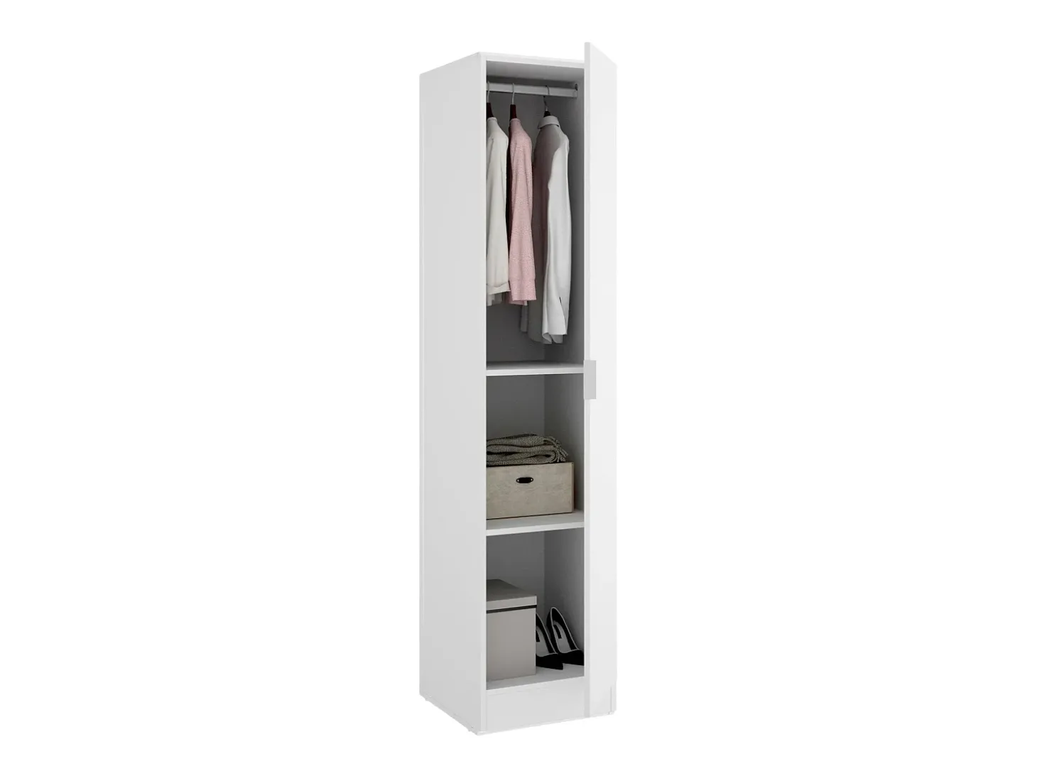 Armário Dbusat, Cabideiro para quarto, Armário com 1 porta única, 41x52h184 cm, Branco