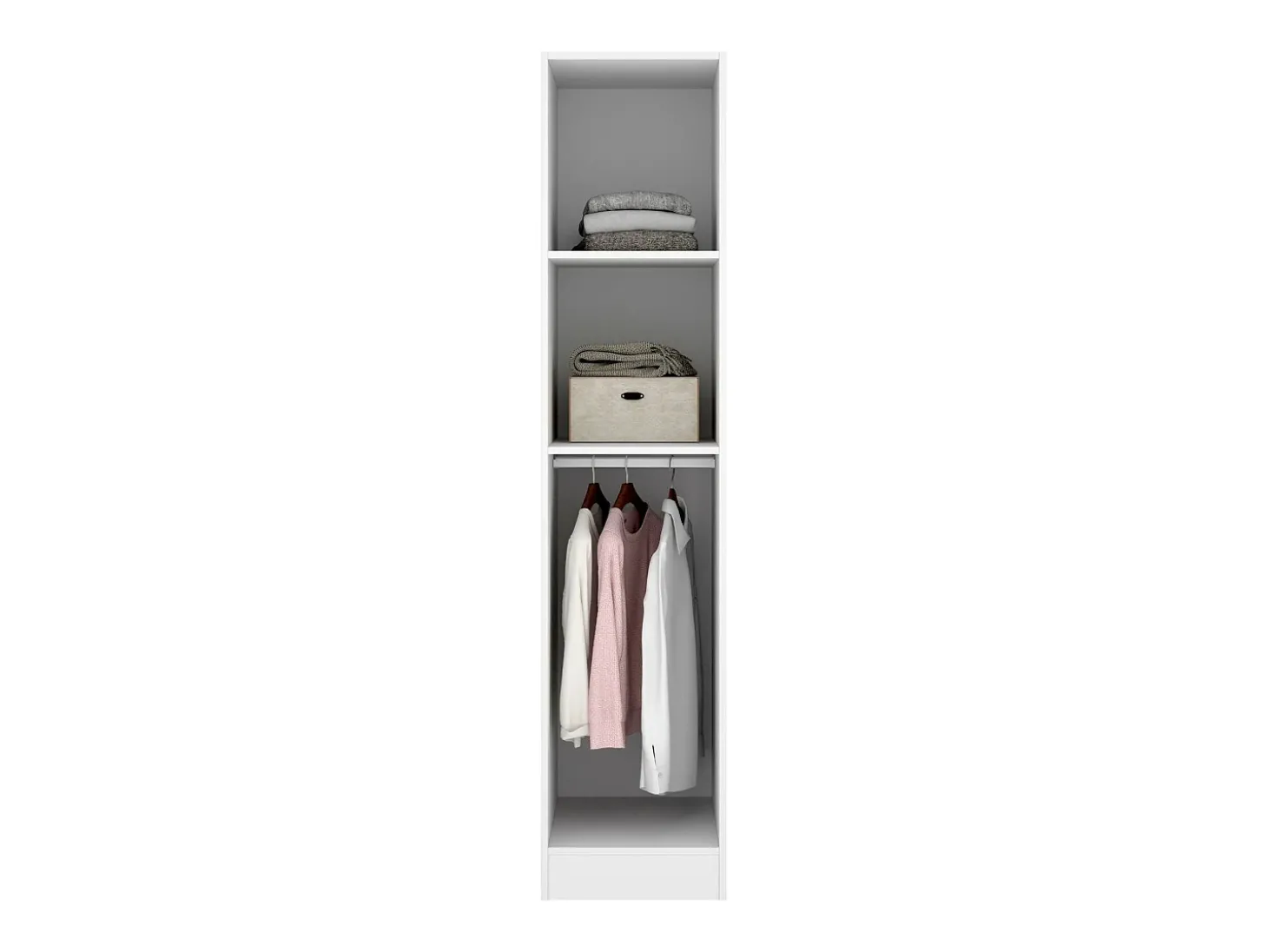 Armário Dbusat, Cabideiro para quarto, Armário com 1 porta única, 41x52h184 cm, Branco