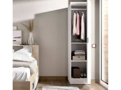 Armário Dbusat, Cabideiro para quarto, Armário com 1 porta única, 41x52h184 cm, Branco