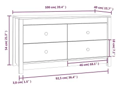 Armário de apoio 100x40x54 cm pinho maciço branco