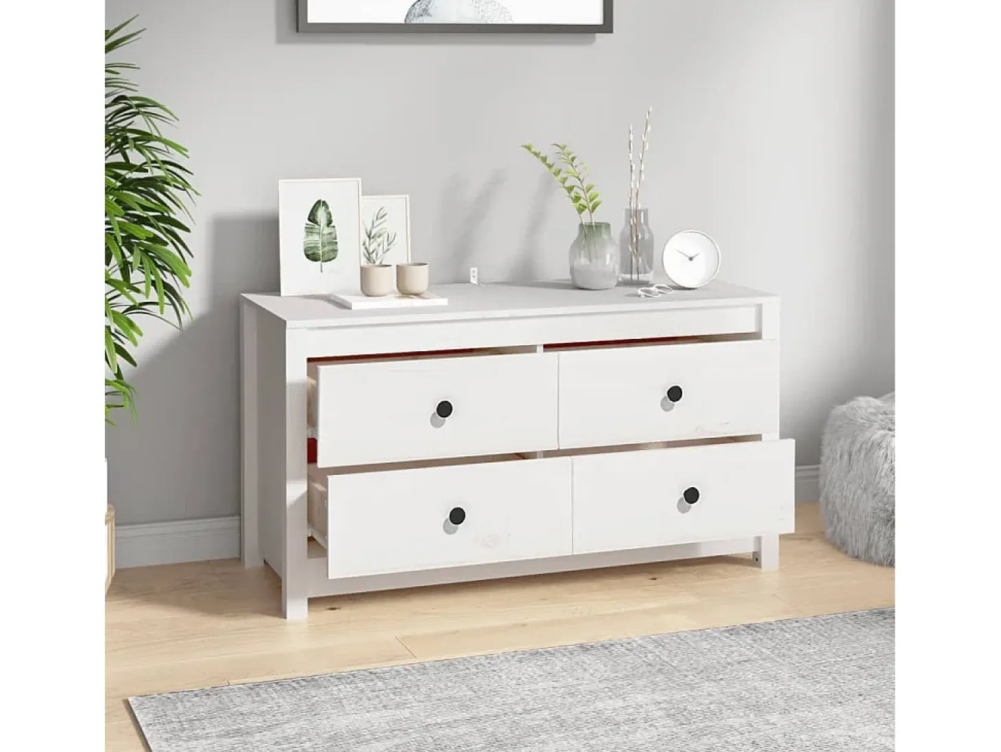 Armário de apoio 100x40x54 cm pinho maciço branco