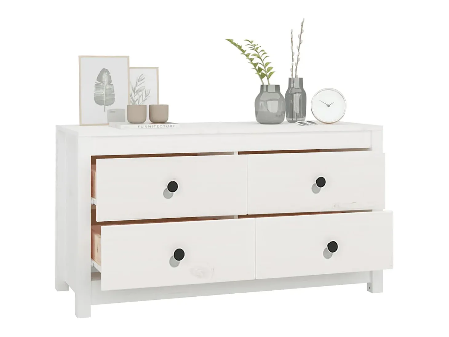 Armário de apoio 100x40x54 cm pinho maciço branco